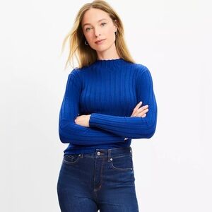 LOFT Ribbed Mock Neck Sweater